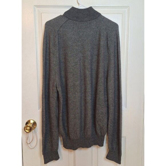 Joseph Abboud Grey Diamond Knit Alpaca Wool Quarter Zip Sweater Academia Size M - Picture 2 of 10
